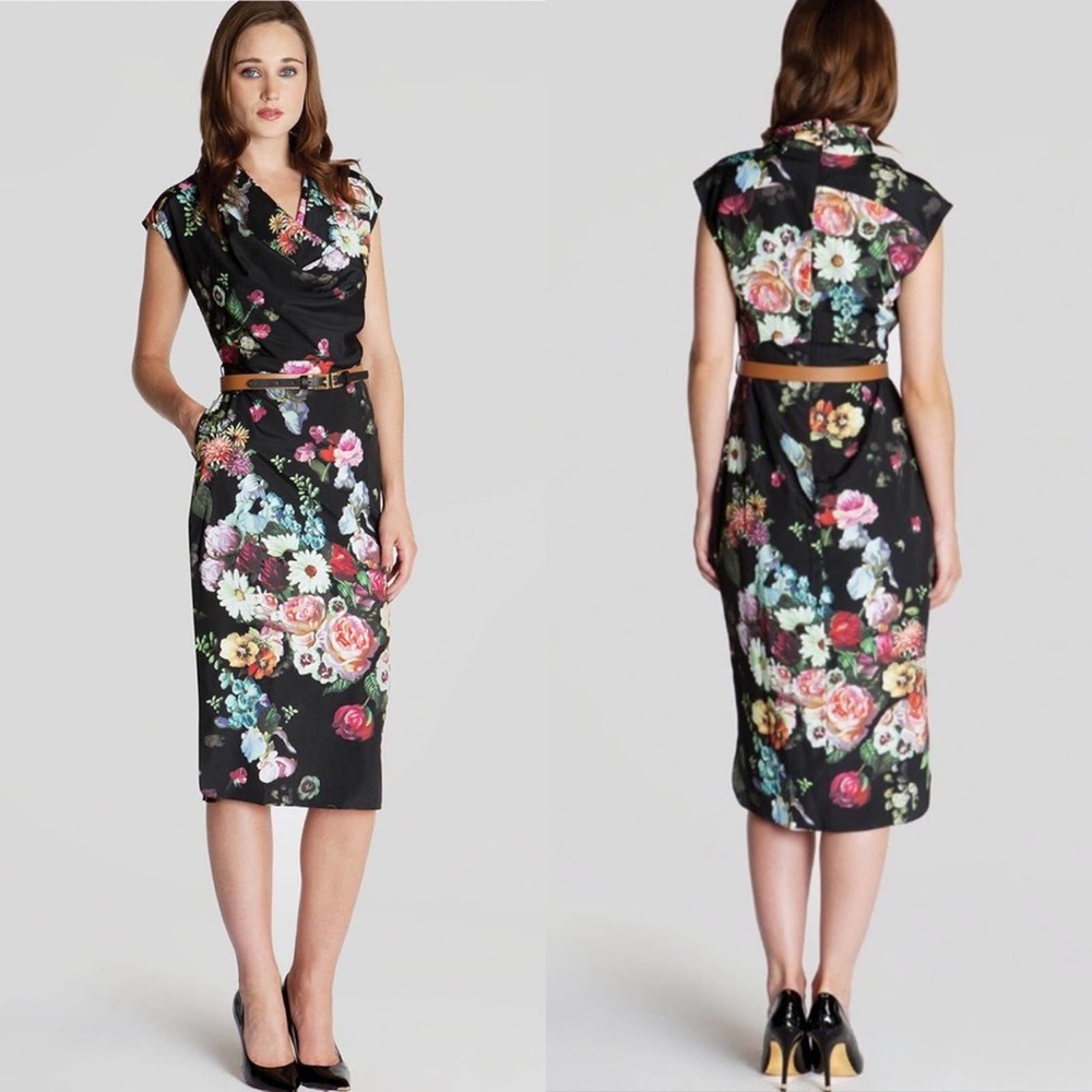 Ted Baker Floral Bodycon Robyne Dress size 1 (0-2 US)